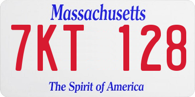 MA license plate 7KT128