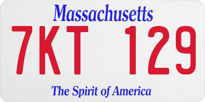 MA license plate 7KT129