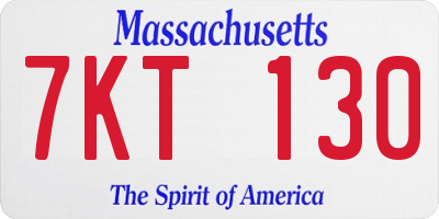 MA license plate 7KT130