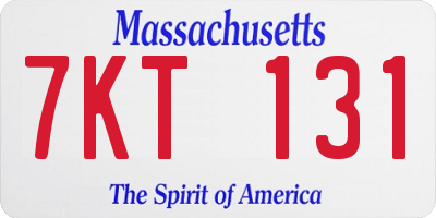 MA license plate 7KT131