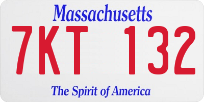 MA license plate 7KT132