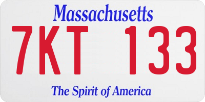 MA license plate 7KT133