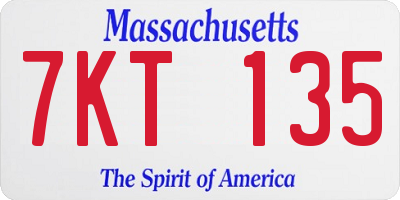MA license plate 7KT135