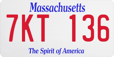 MA license plate 7KT136