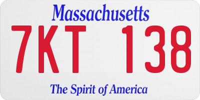 MA license plate 7KT138