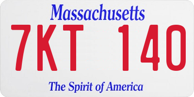 MA license plate 7KT140
