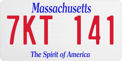 MA license plate 7KT141