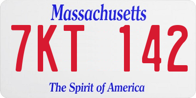 MA license plate 7KT142