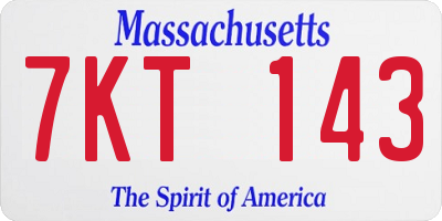 MA license plate 7KT143