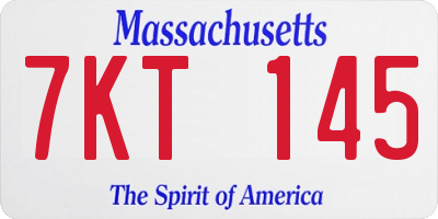 MA license plate 7KT145