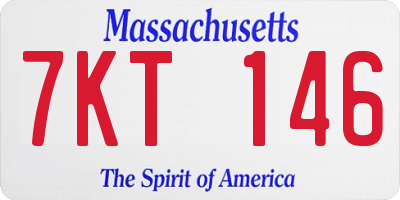 MA license plate 7KT146