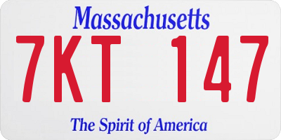 MA license plate 7KT147