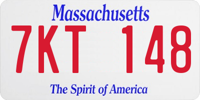 MA license plate 7KT148