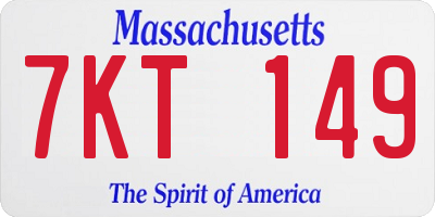 MA license plate 7KT149