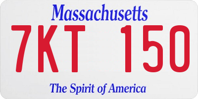 MA license plate 7KT150