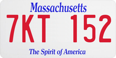 MA license plate 7KT152