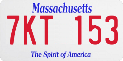 MA license plate 7KT153