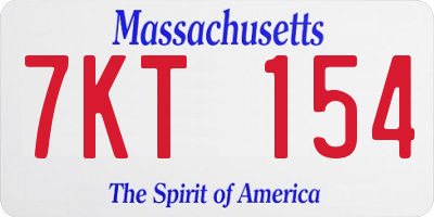 MA license plate 7KT154