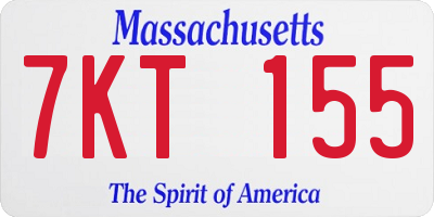 MA license plate 7KT155