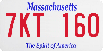 MA license plate 7KT160