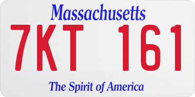 MA license plate 7KT161