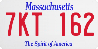 MA license plate 7KT162