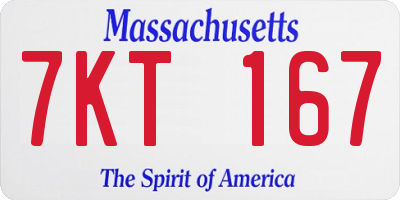 MA license plate 7KT167