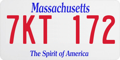 MA license plate 7KT172