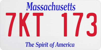 MA license plate 7KT173