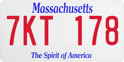 MA license plate 7KT178