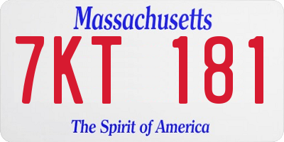 MA license plate 7KT181