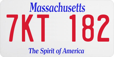 MA license plate 7KT182