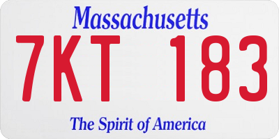 MA license plate 7KT183