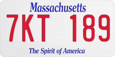 MA license plate 7KT189