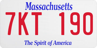 MA license plate 7KT190
