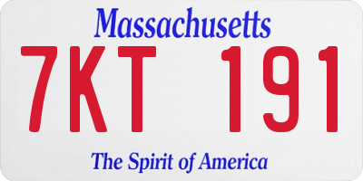MA license plate 7KT191