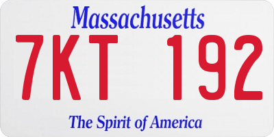 MA license plate 7KT192
