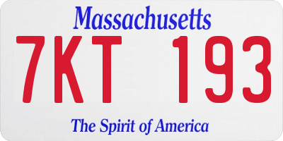 MA license plate 7KT193