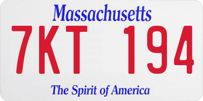 MA license plate 7KT194