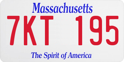 MA license plate 7KT195