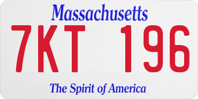 MA license plate 7KT196