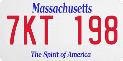 MA license plate 7KT198