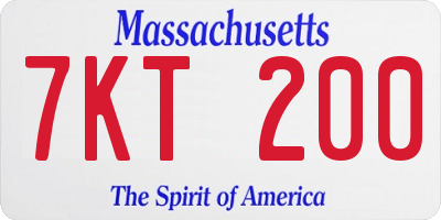MA license plate 7KT200