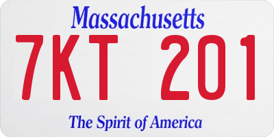 MA license plate 7KT201