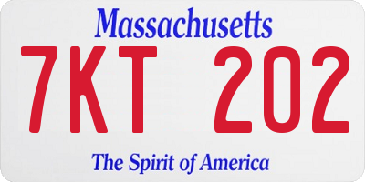 MA license plate 7KT202