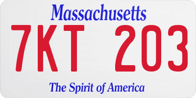 MA license plate 7KT203