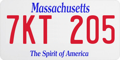 MA license plate 7KT205