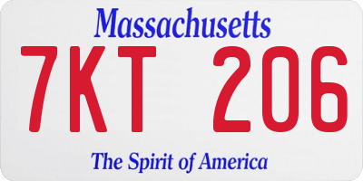 MA license plate 7KT206