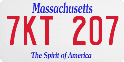 MA license plate 7KT207