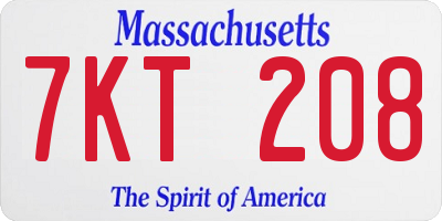 MA license plate 7KT208